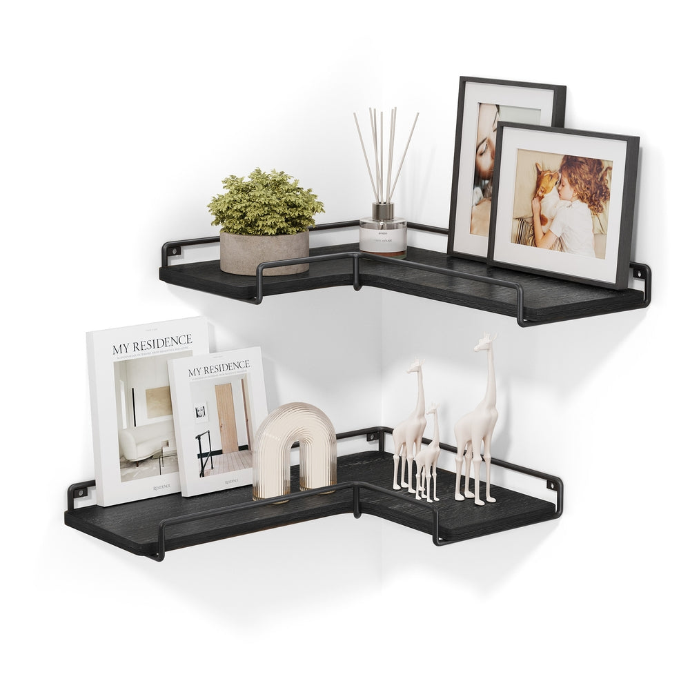 Corner Shelf Wall Mount Set of 2 - Ebony Black