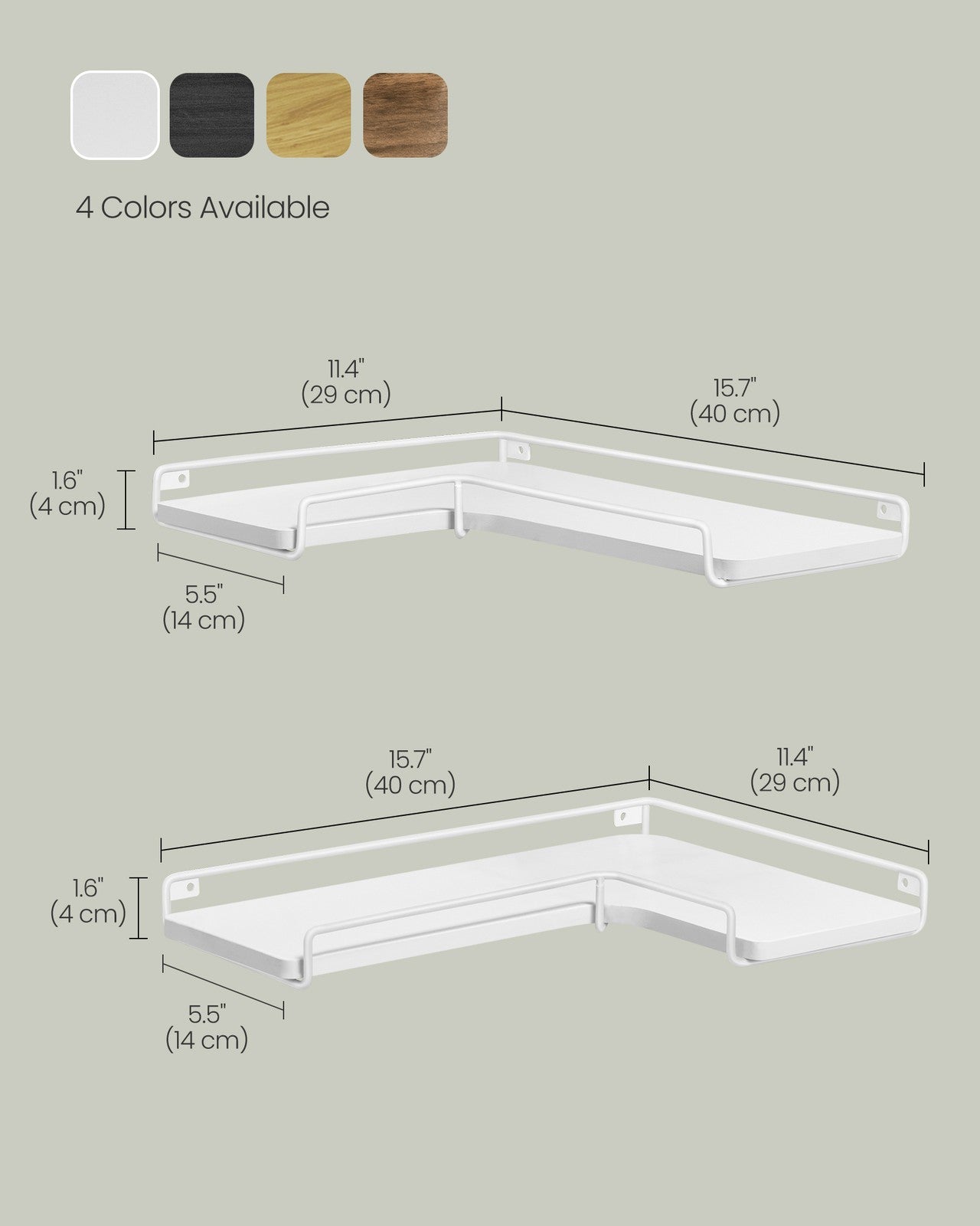 Corner Shelf Wall Mount Set of 2 - Black