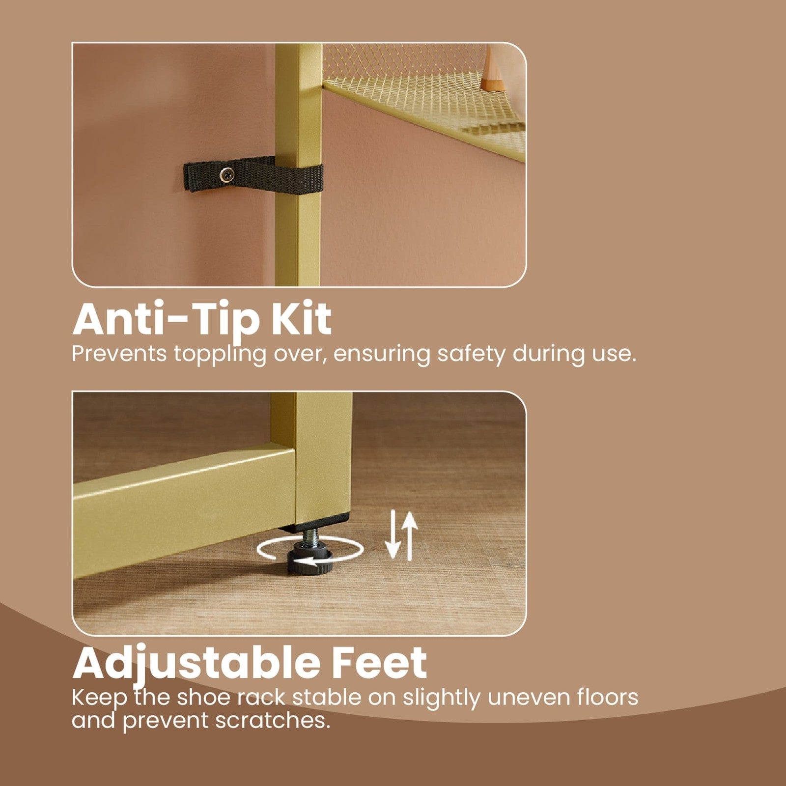 Metal Shoe Storage Rack Set with Stackable Adjustable Shelves