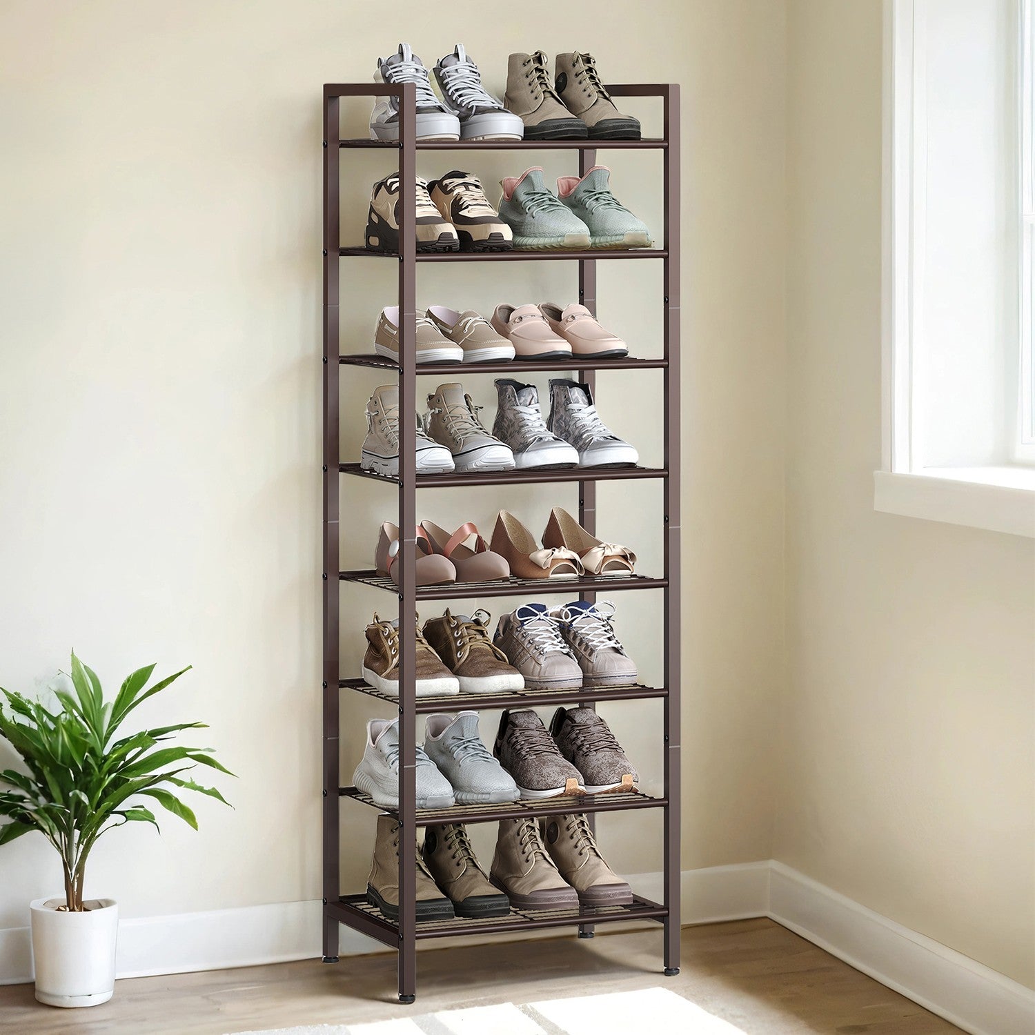 Tall Metal Shoe Rack Shelf for Closet and Small Entryway Spaces