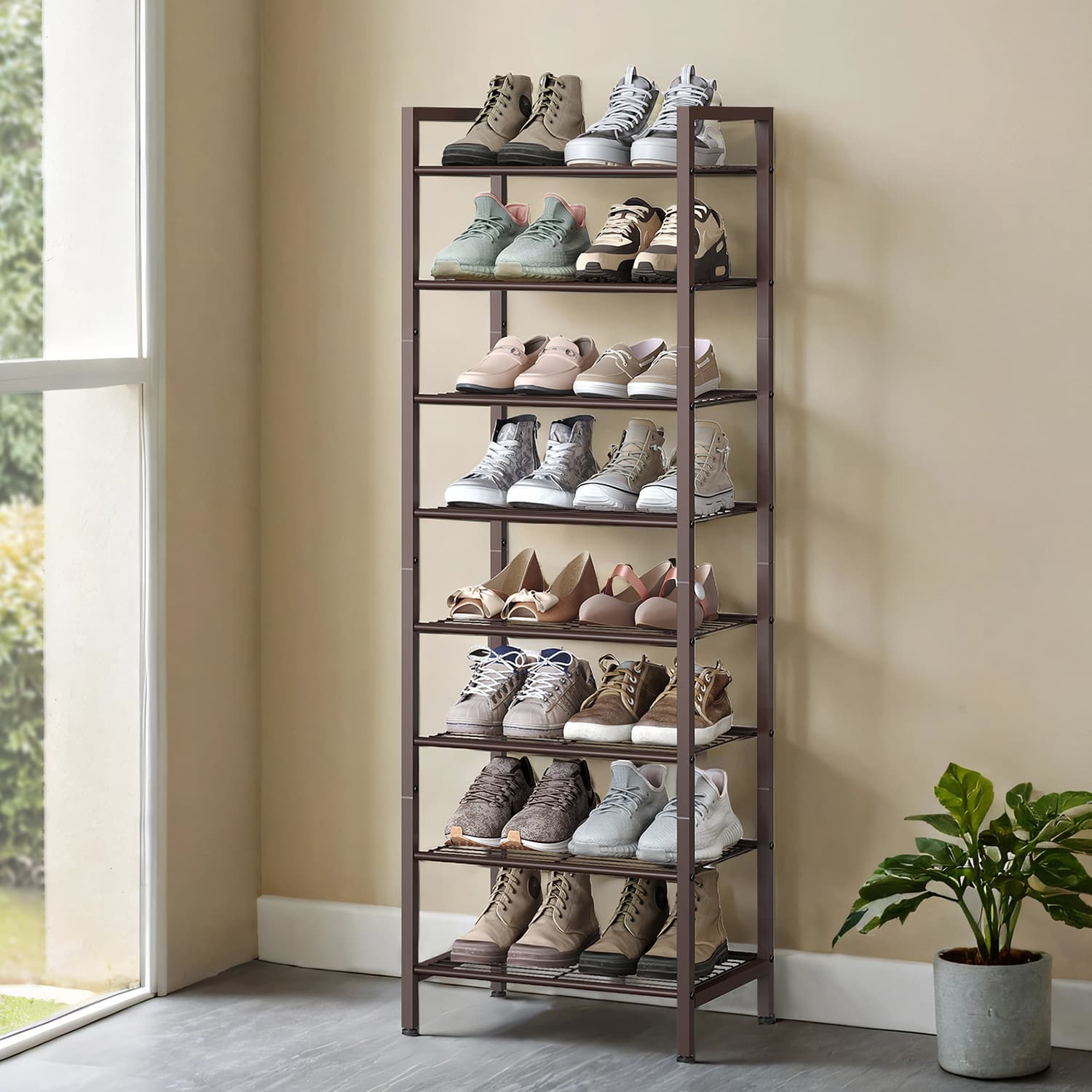 Tall Metal Shoe Rack Shelf for Closet and Small Entryway Spaces