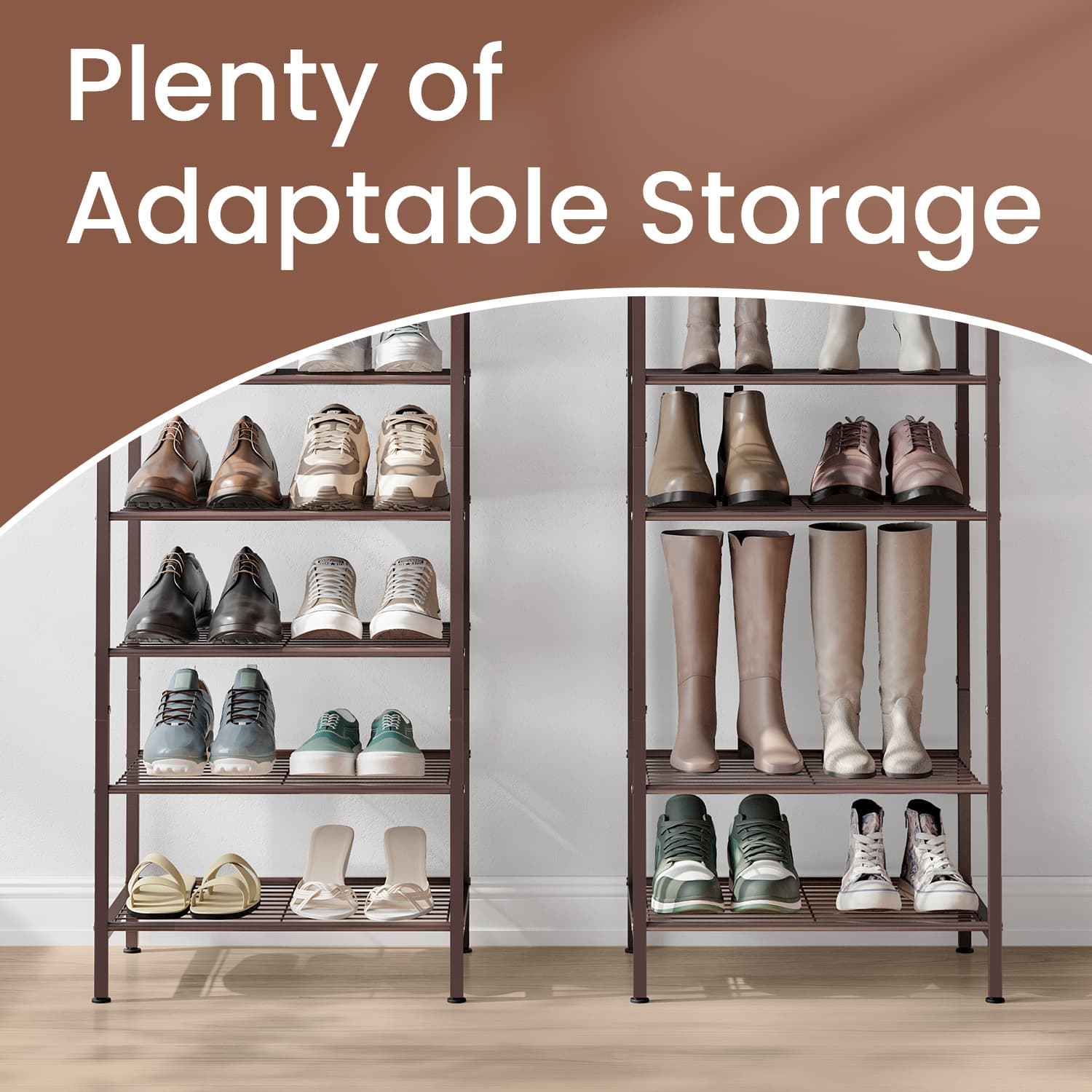 Tall Metal Shoe Rack Shelf for Closet and Small Entryway Spaces