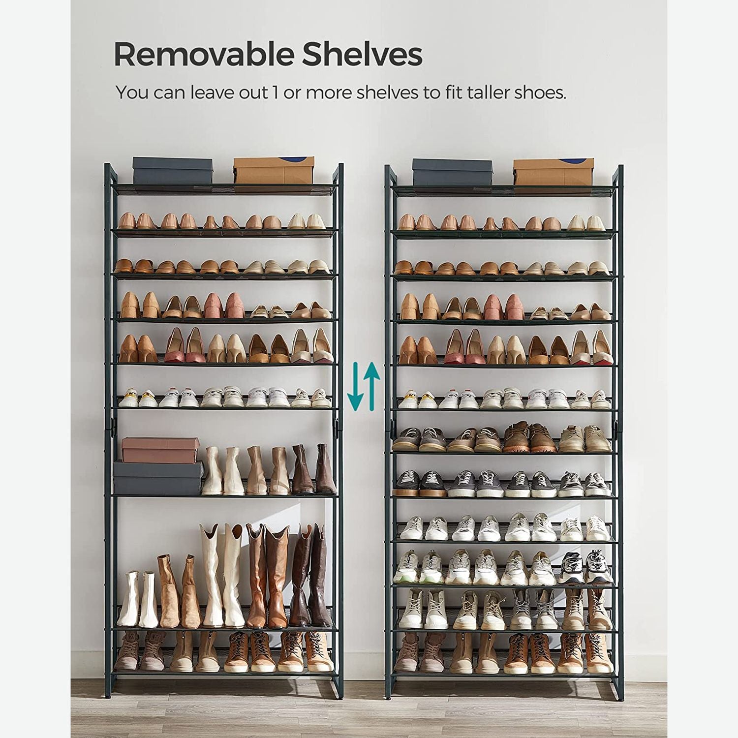 12-Tier Metal Shoe Storage Organizer - Grey