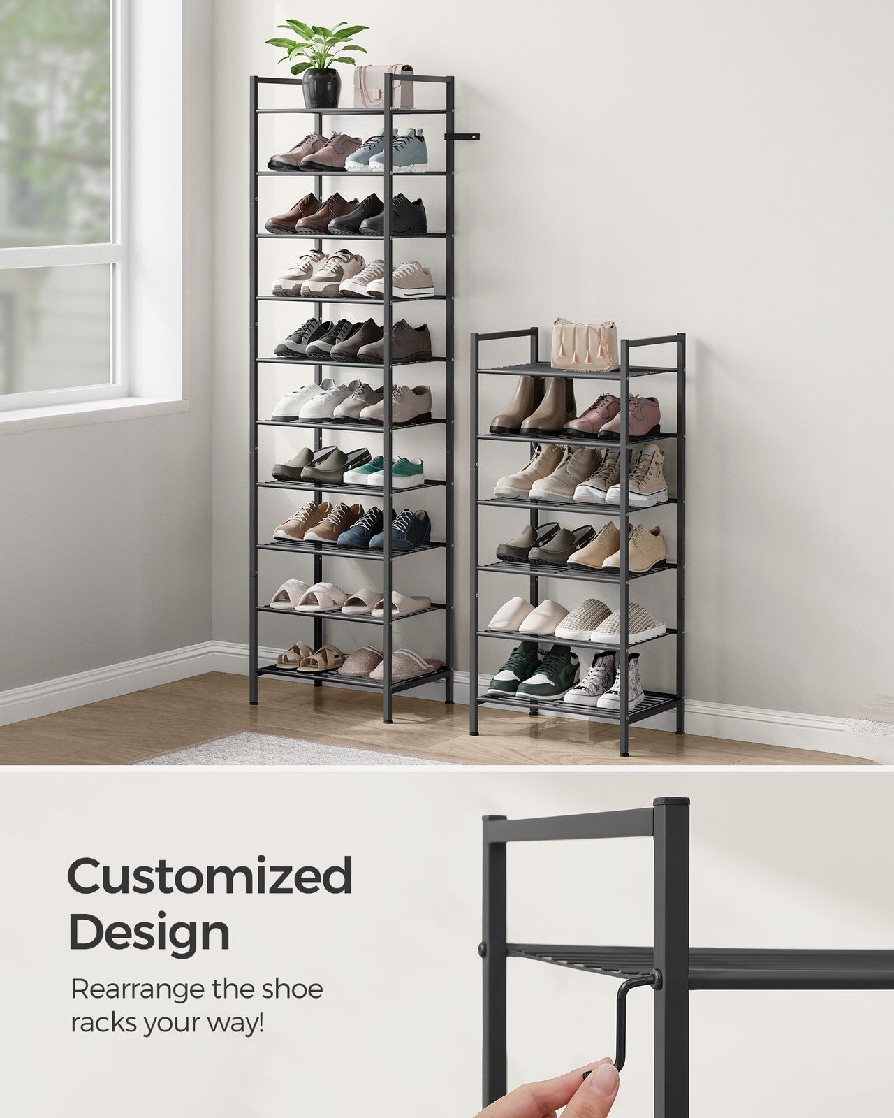 8 Tier Metal Narrow Shoe Rack