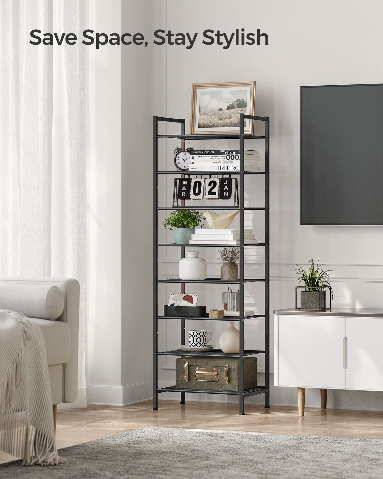 8 Tier Metal Narrow Shoe Rack