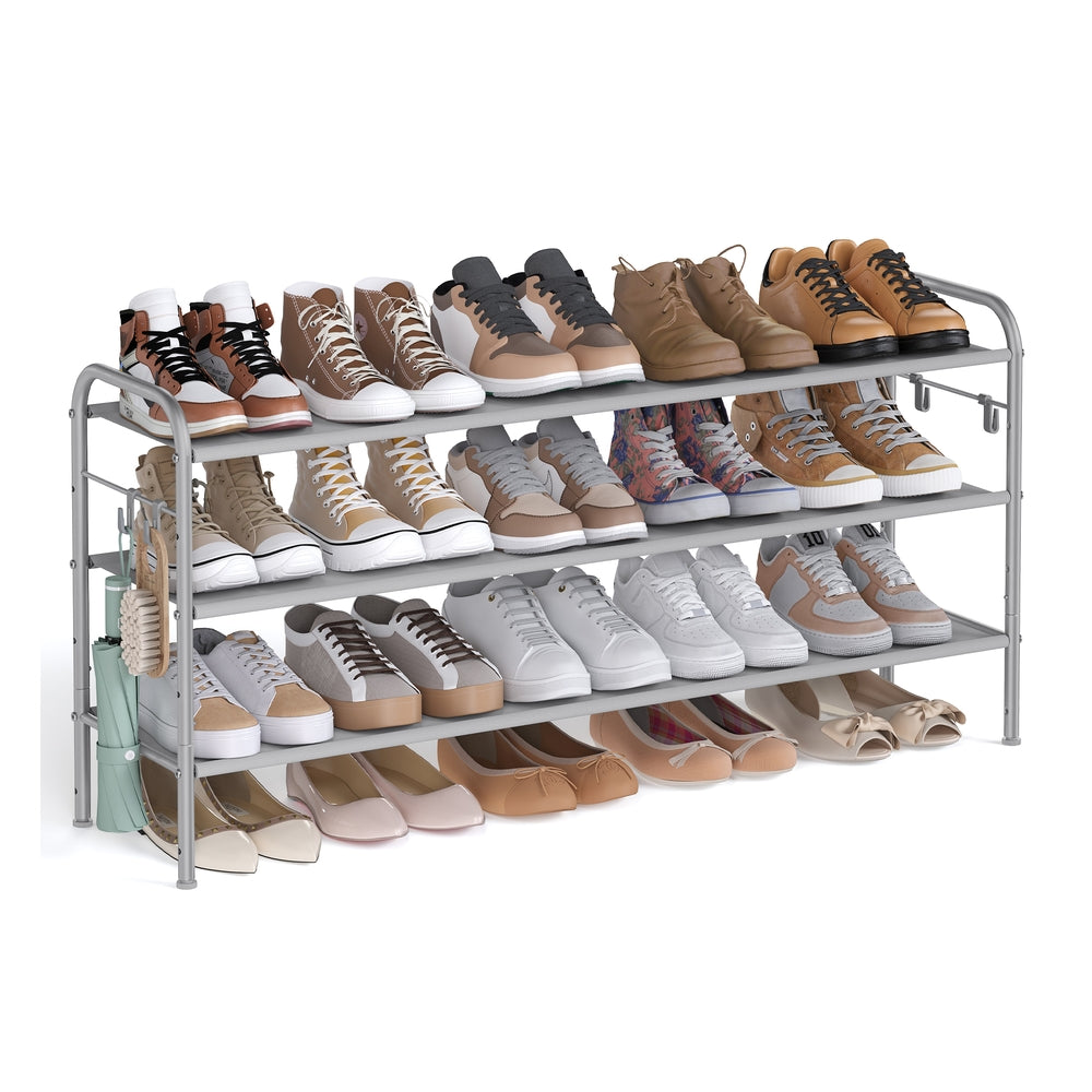 2 Tier Shoe Organizer Holds Up to 12 Pairs of Shoes - Dove Gray - 11"D x 44.9"W x 20.8"H