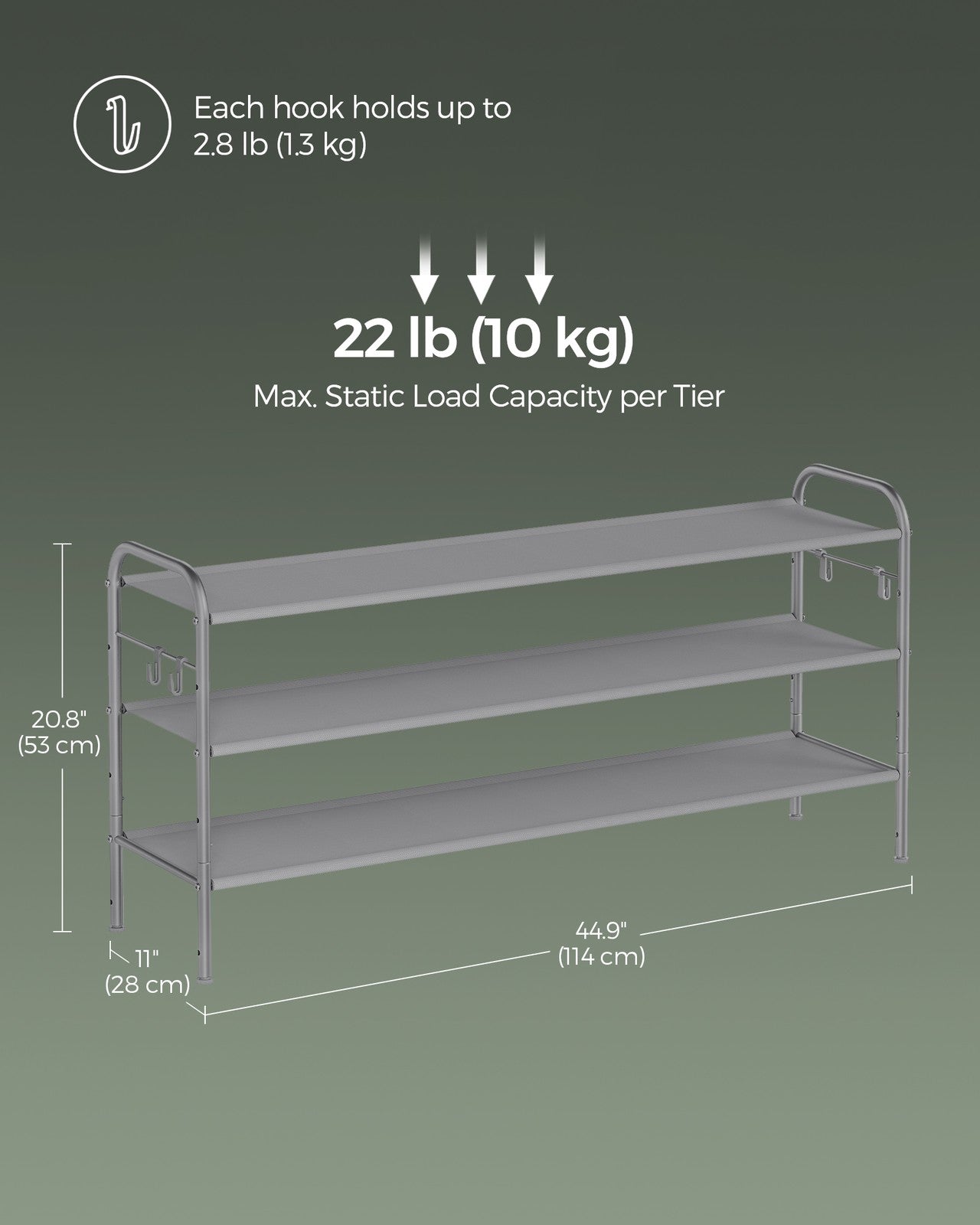 Shoe Organizer - 2-Tier - Height-Adjustable - Holds 12 Pairs