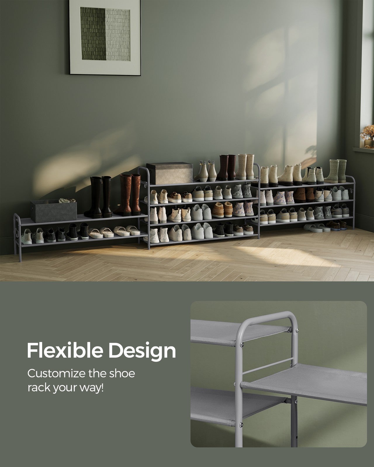 Shoe Organizer - 2-Tier - Height-Adjustable - Holds 12 Pairs
