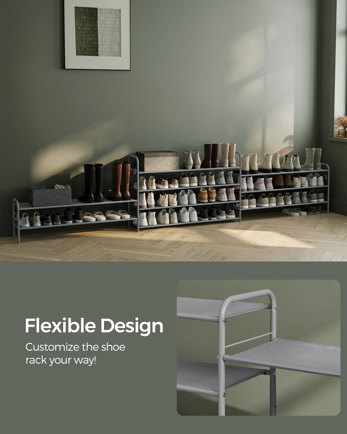 Shoe Organizer - 2-Tier - Height-Adjustable - Holds 12 Pairs