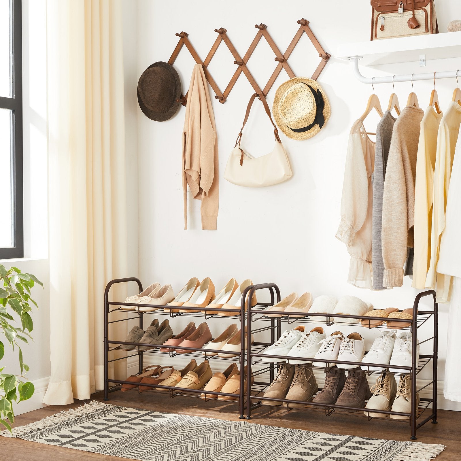 Shoe Rack - 3 Tier Shoe Organizer for Closet - Holds Up to 12 Pairs of Shoes - Shoe Rack for Front Door Entrance
