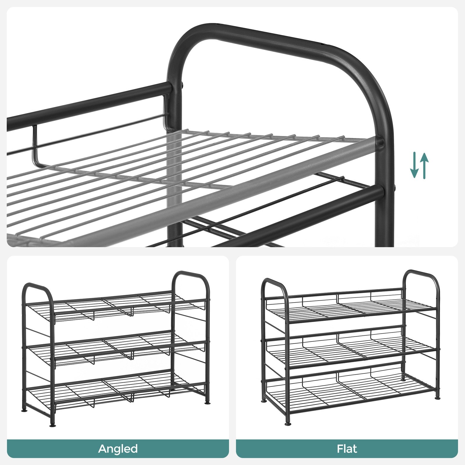 Shoe Rack - 3 Tier Shoe Organizer for Closet - Holds Up to 12 Pairs of Shoes - Shoe Rack for Front Door Entrance