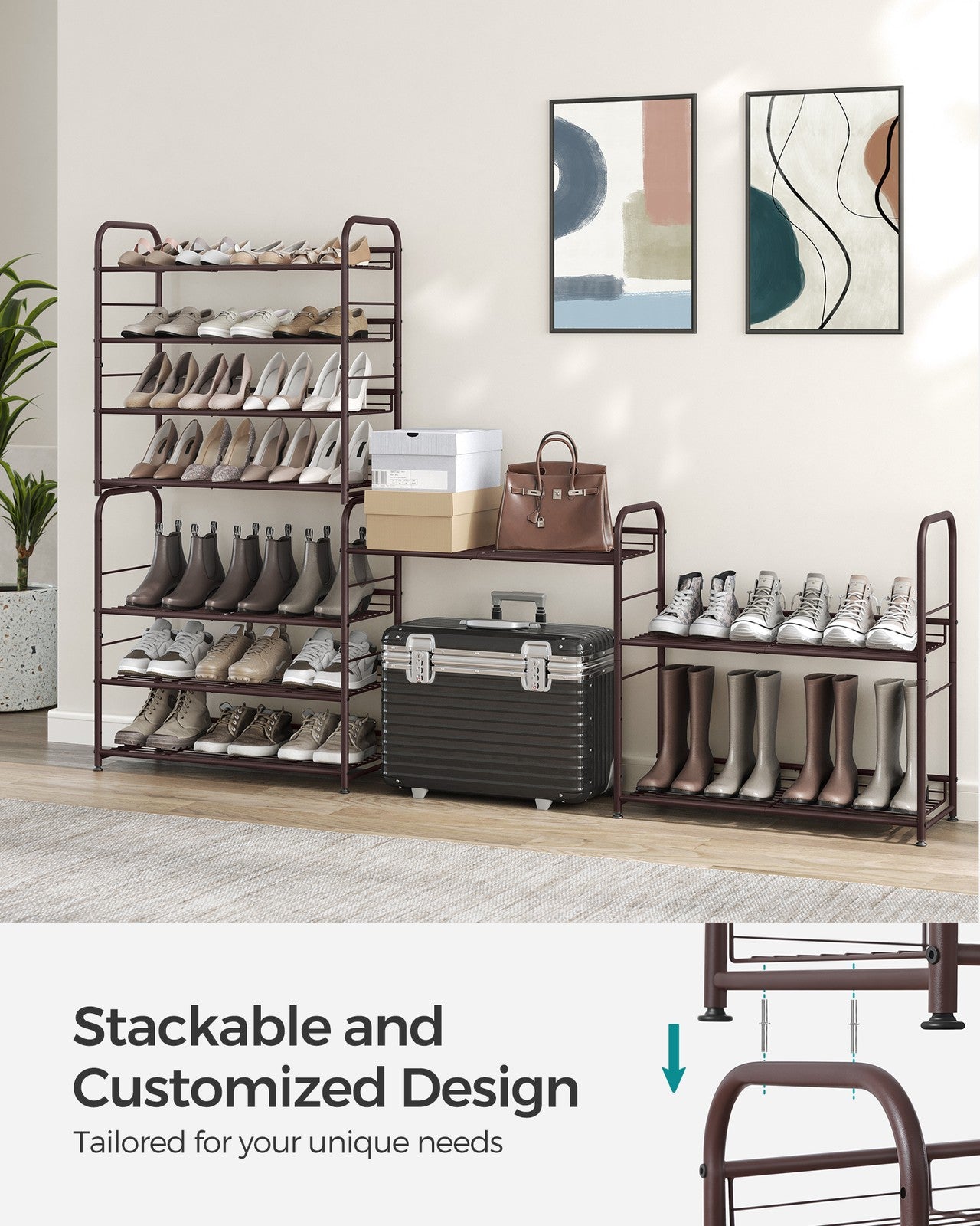 4 Tier Shoe Organizer Holds Up to 16 Pairs of Shoes - Bronze