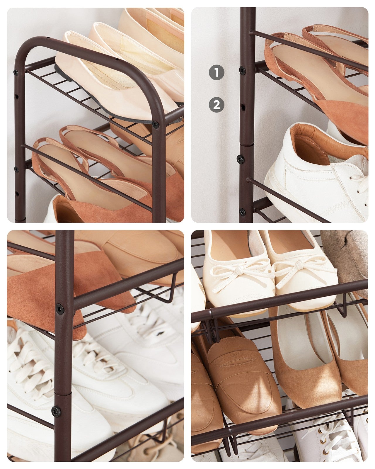 4 Tier Shoe Organizer Holds Up to 16 Pairs of Shoes - Bronze