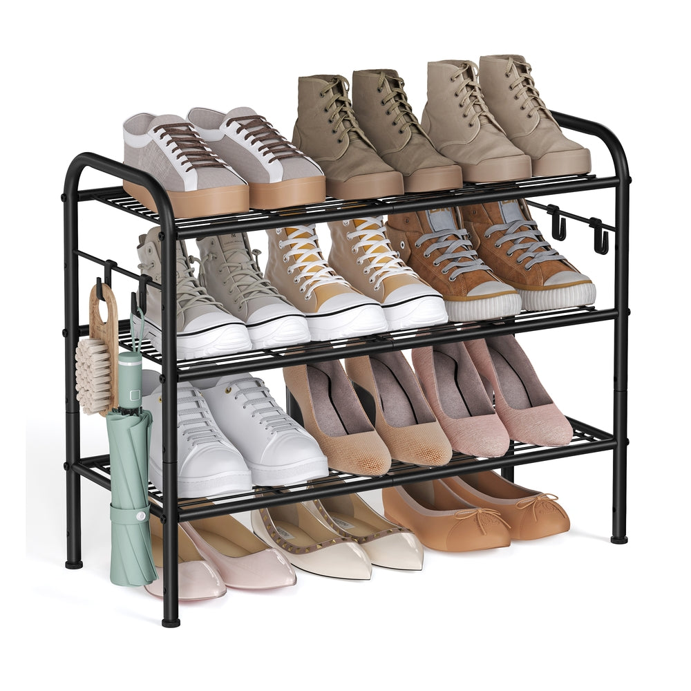 Shoe Rack 4-Tier Shoe Organizer Holds 15 Pairs of Shoes Ink Black - Ink Black - 11"D x 26.7"W x 20.8"H