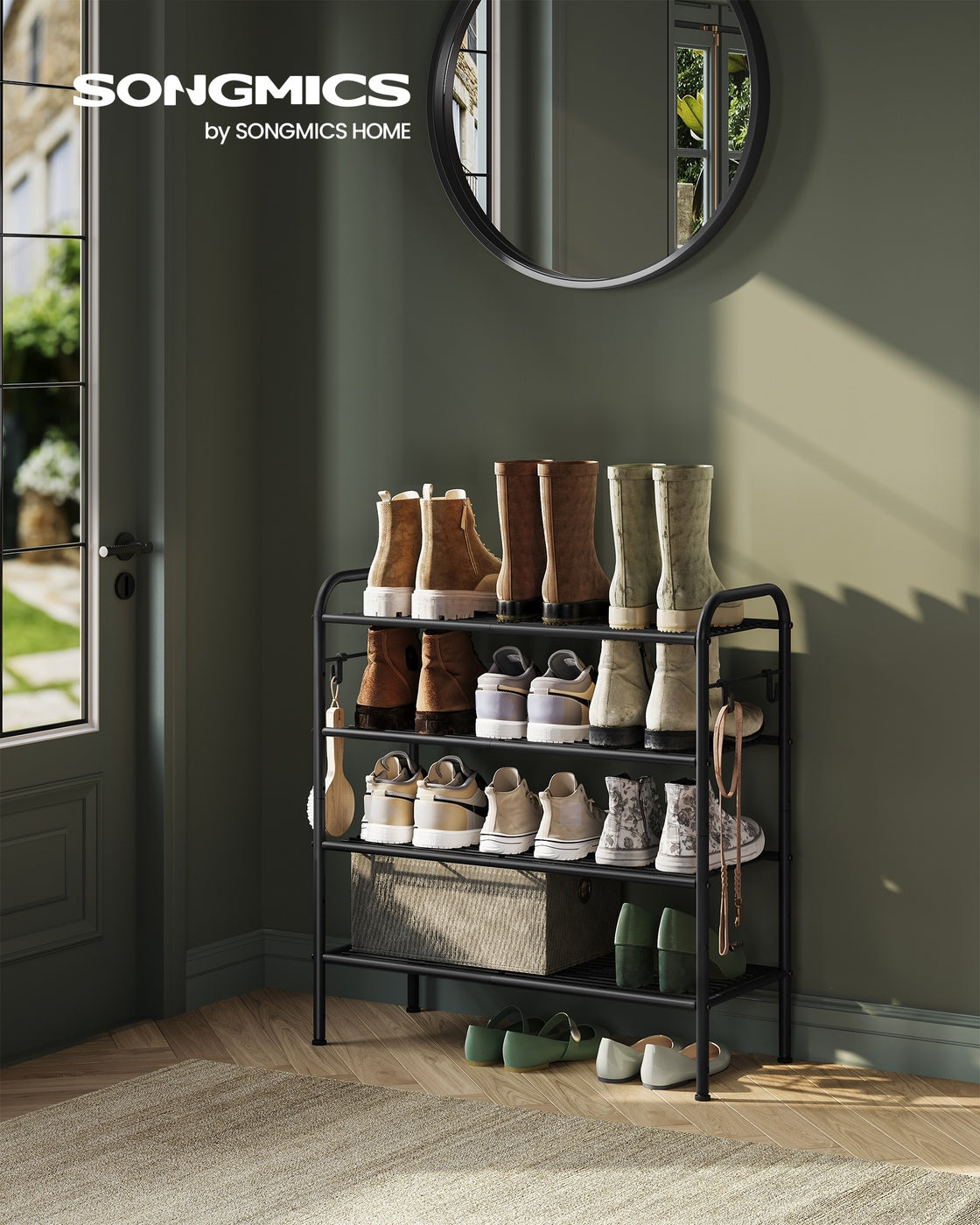 Shoe Rack 4-Tier Shoe Organizer Holds 15 Pairs of Shoes Ink Black - Ink Black