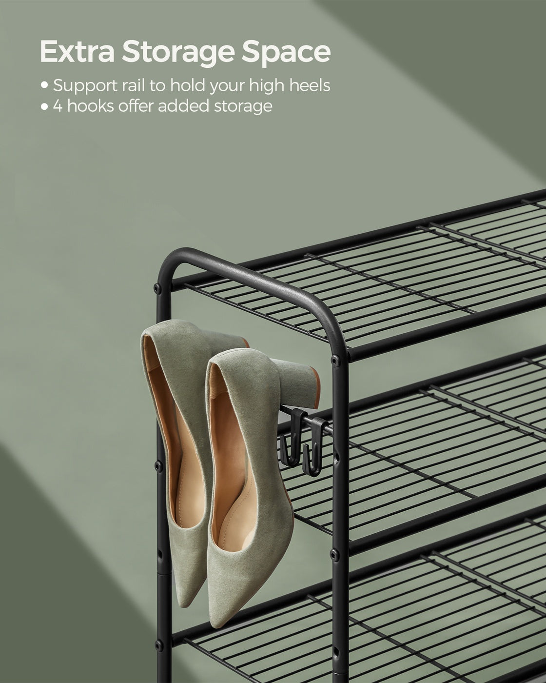 Shoe Rack 4-Tier Shoe Organizer Holds 15 Pairs of Shoes Ink Black - Ink Black
