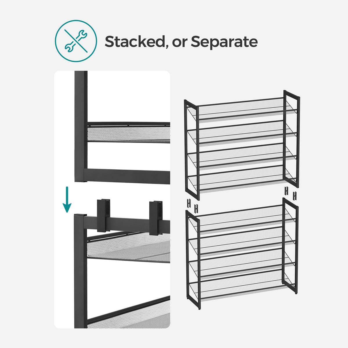 Metal Shoe Organizer - 8-Tier - Set of 2