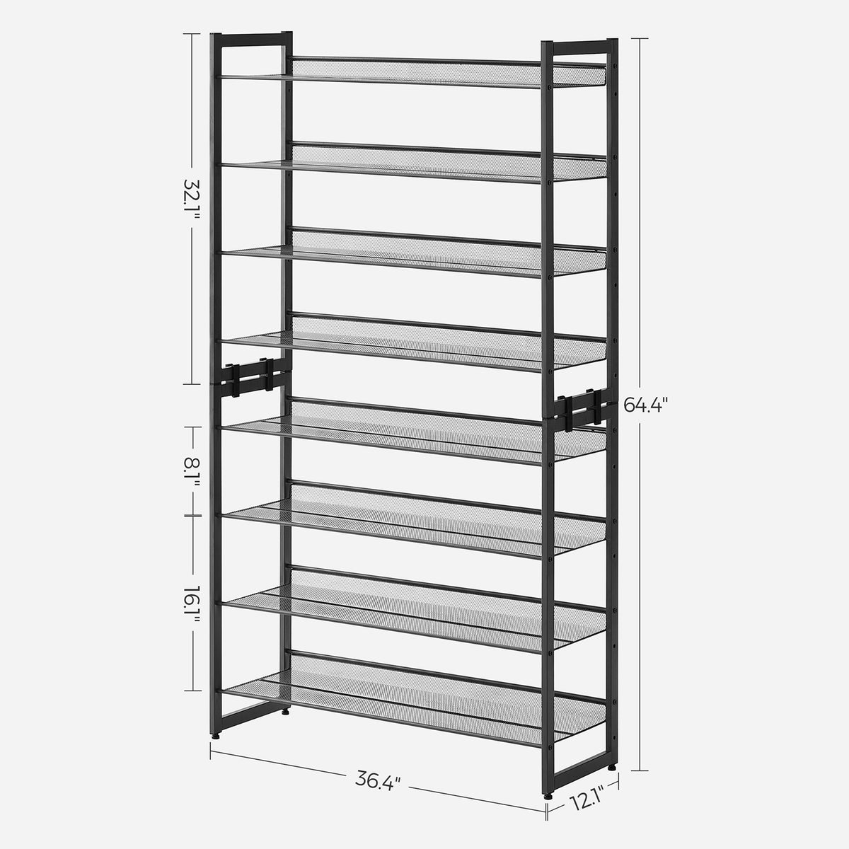 Metal Shoe Organizer - 8-Tier - Set of 2