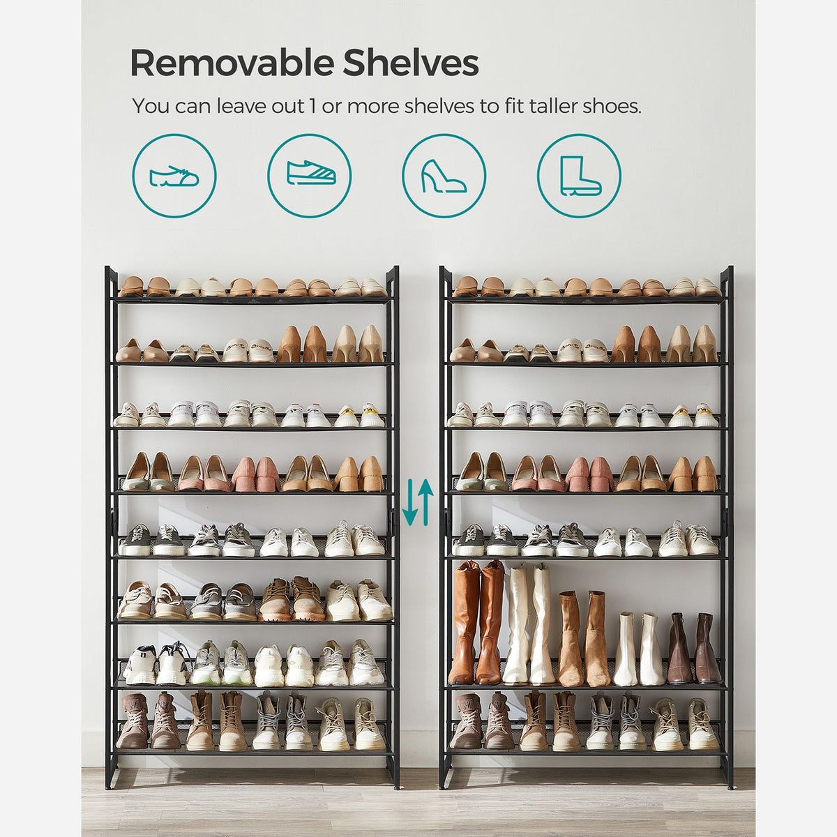 Metal Shoe Organizer - 8-Tier - Set of 2