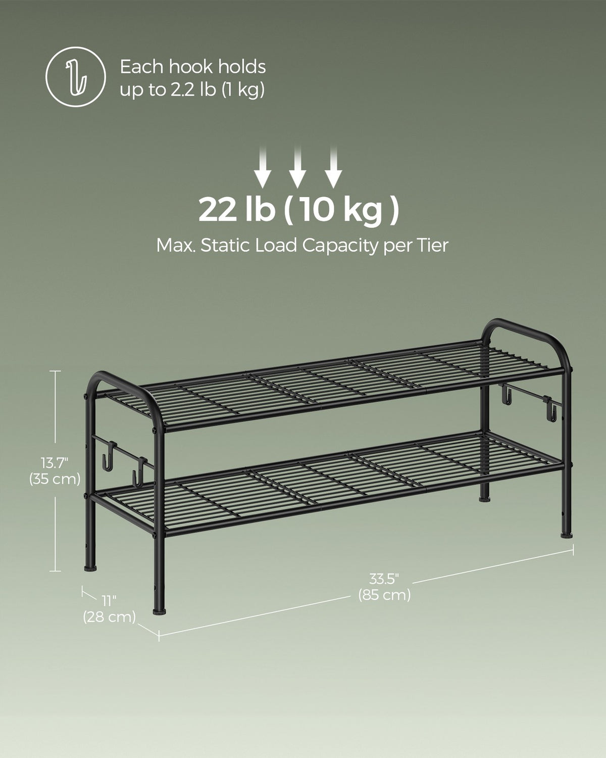 Shoe Rack - 4-Tier - Height-Adjustable - Holds 15 Pairs