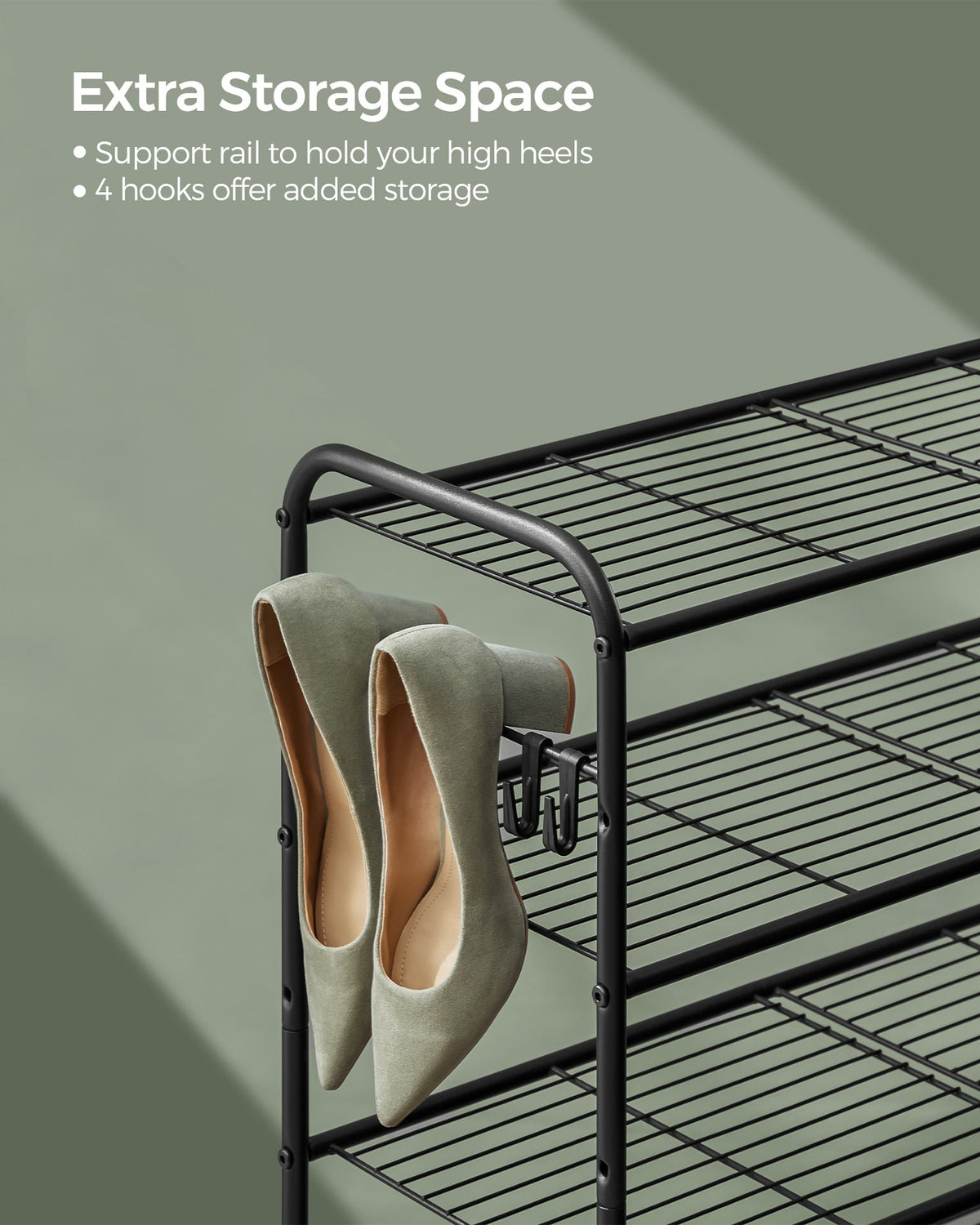 Shoe Rack - 4-Tier - Height-Adjustable - Holds 15 Pairs