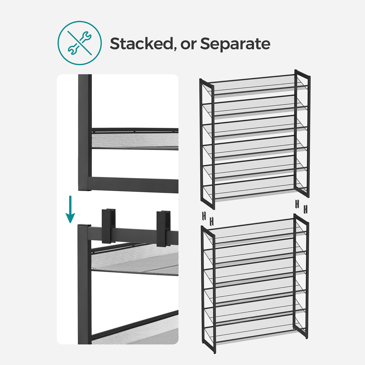 Metal Shoe Storage Organizer - 12-Tier - Holds Up to 60 Pairs