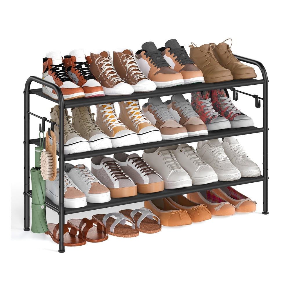 2 Tier Shoe Organizer Holds Up to 12 Pairs of Shoes - Ink Black - 11"D x 33.5"W x 20.8"H