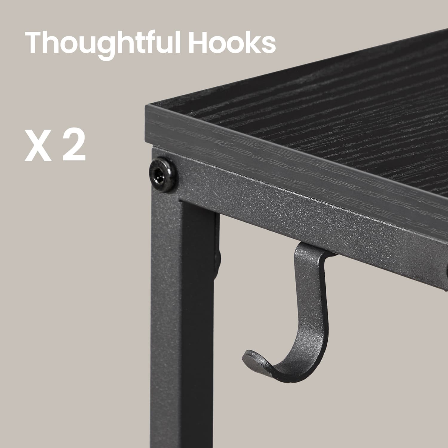 Slim Console Table with Power Outlets for Sofa and Entryway - Ebony Black, Ink Black