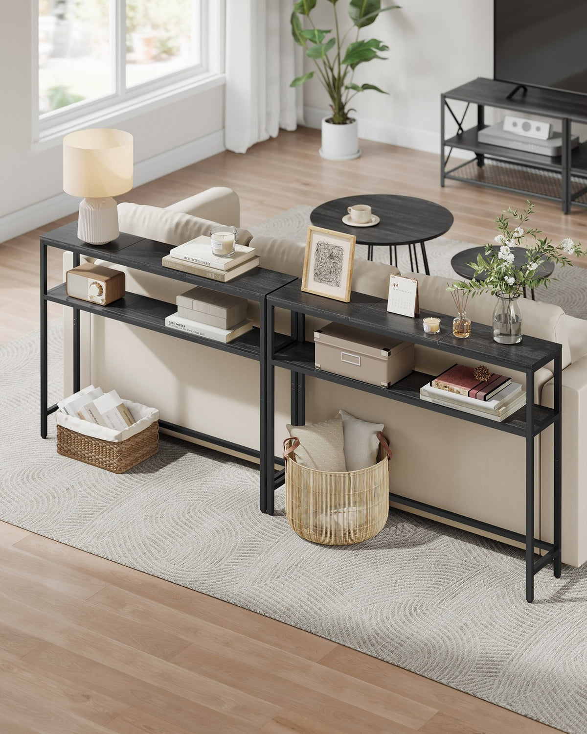 Console Table - 2-Tier - Narrow Entryway - 2 Shelves