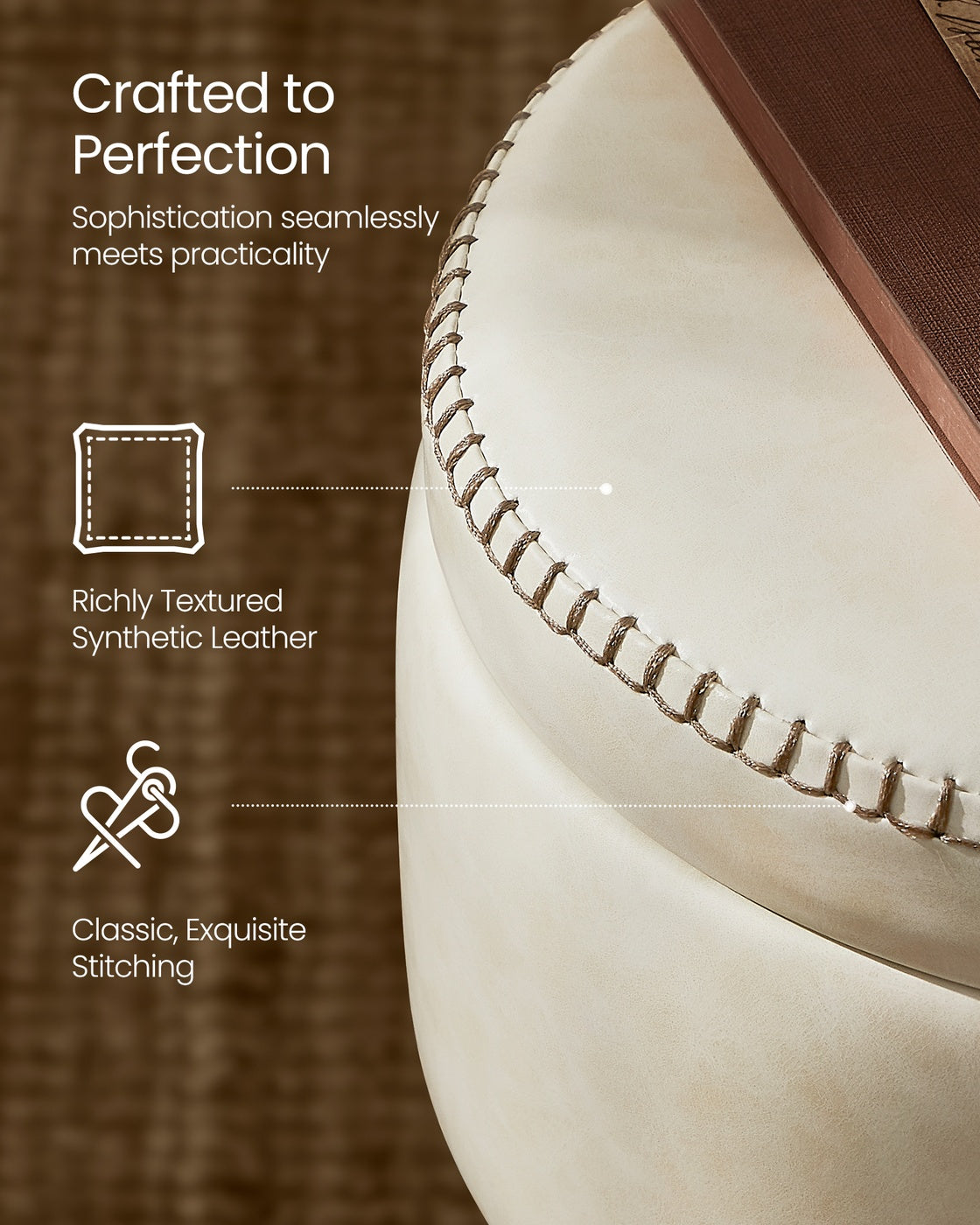 EKHO Collection - Storage Ottoman - Cream White
