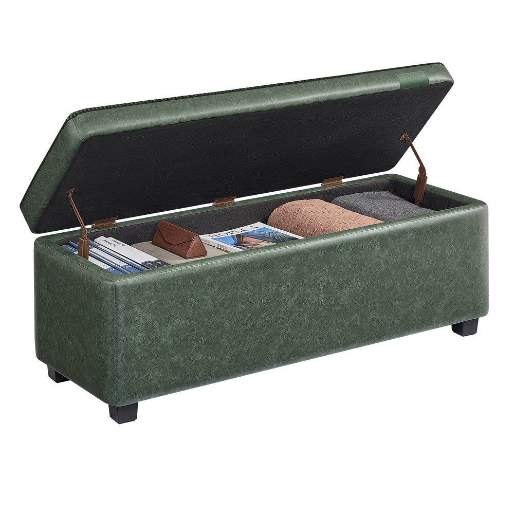 EKHO Collection - Storage Ottoman Bench - Ink Black - Forest Green