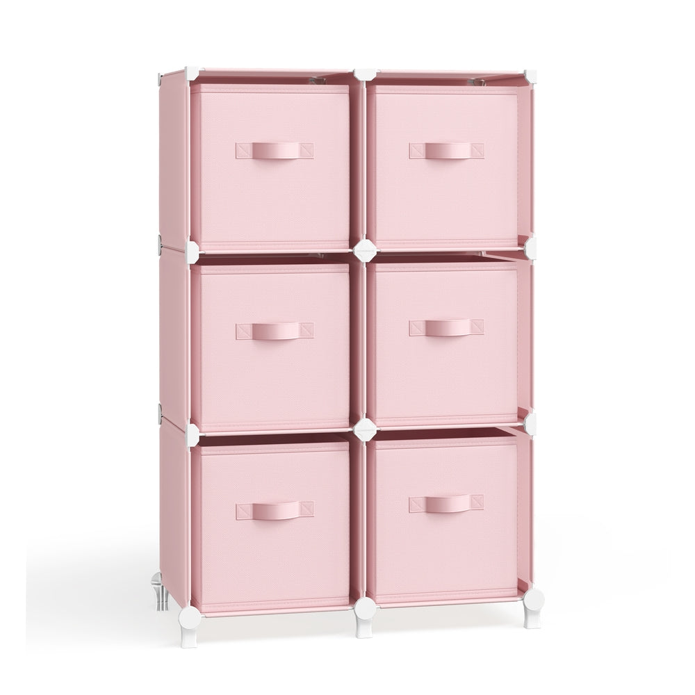 Cube Storage Organizer with Storage Boxes - Set of 6 - Jelly Pink