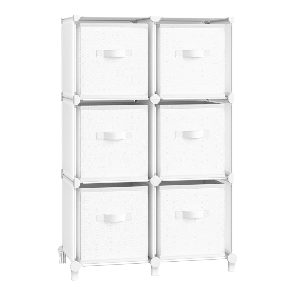 Cube Storage Organizer with Storage Boxes - Set of 6 - Cloud White