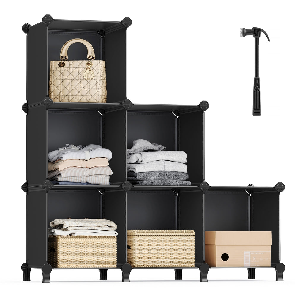 6 Cube Storage Organizer with Feet and Rubber Mallet