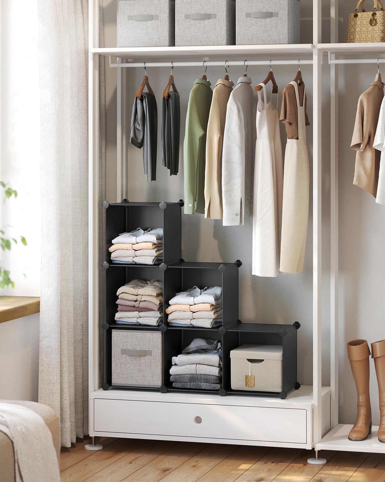 6 Cube Storage Organizer with Feet and Rubber Mallet