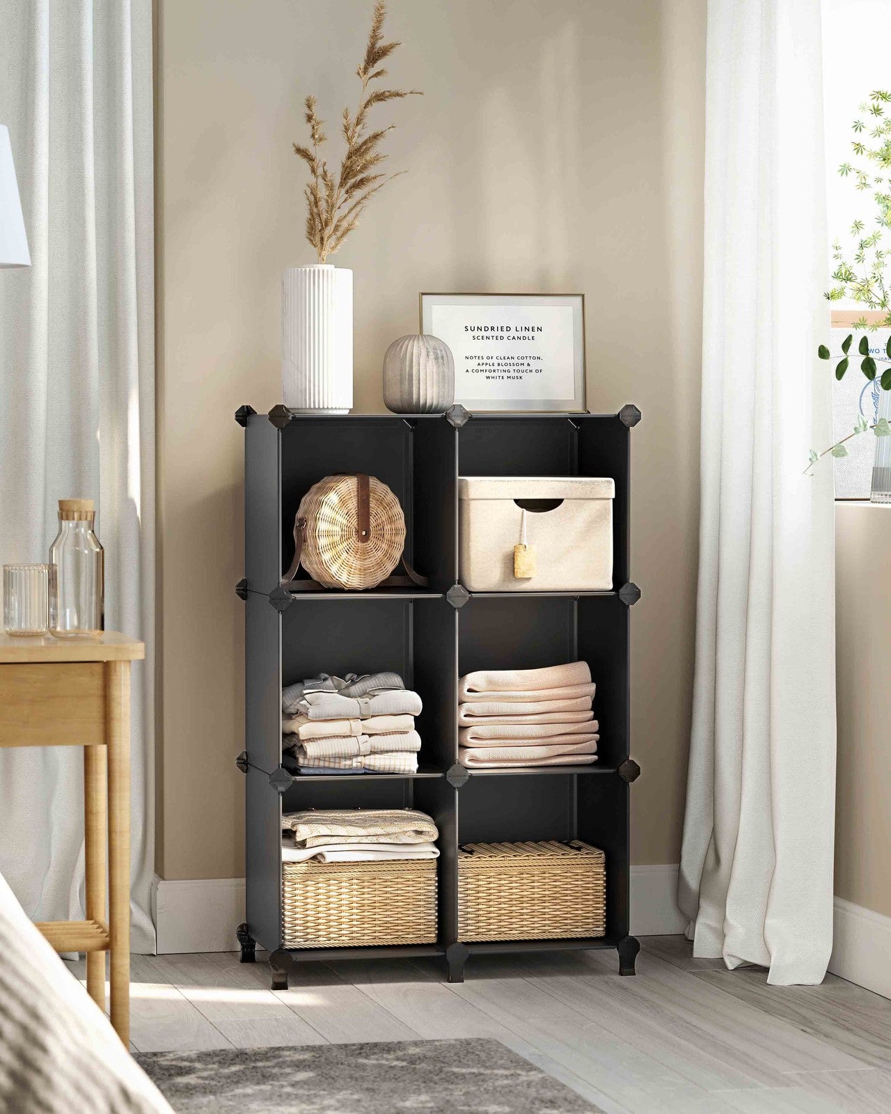 6 Cube Storage Organizer with Feet and Rubber Mallet