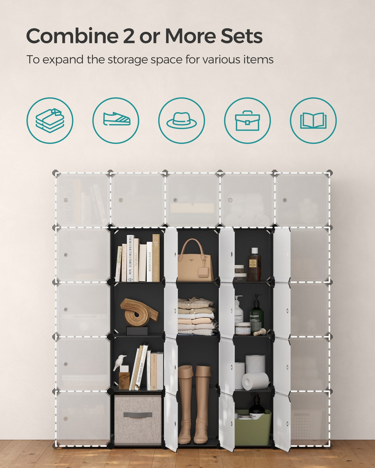 Cube Storage with Door - Plastic Cubes - Set of 12