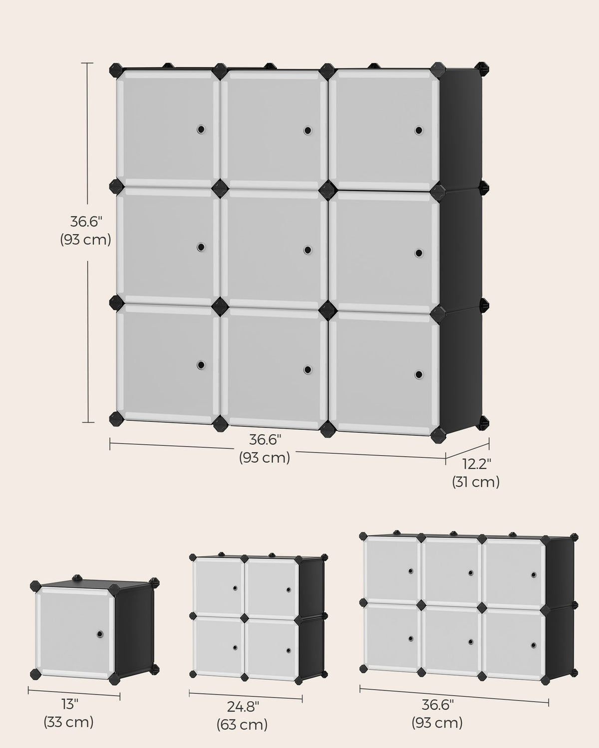 Cube Storage with Door - Plastic Cubes - Set of 12