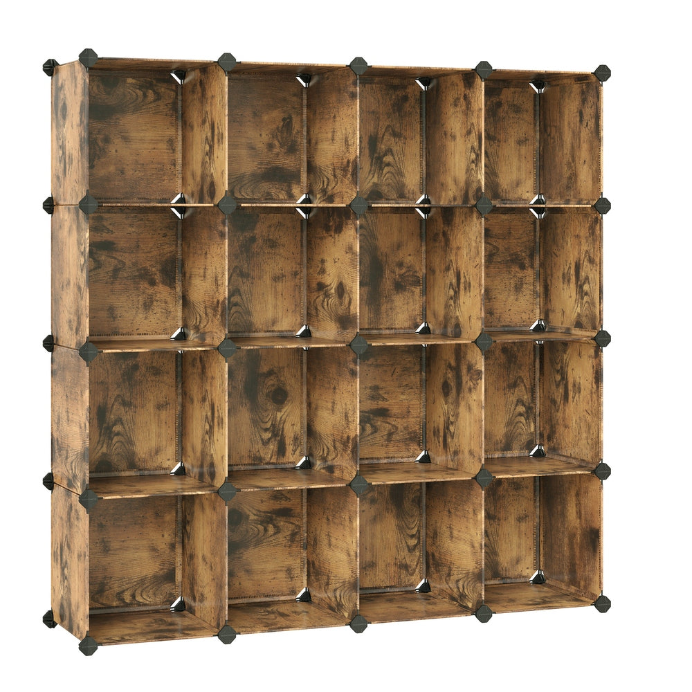 Set of 12 Plastic Cubes Storage Organizer - Rustic Brown - 12.2”D x 48.4”W x 48.4”H
