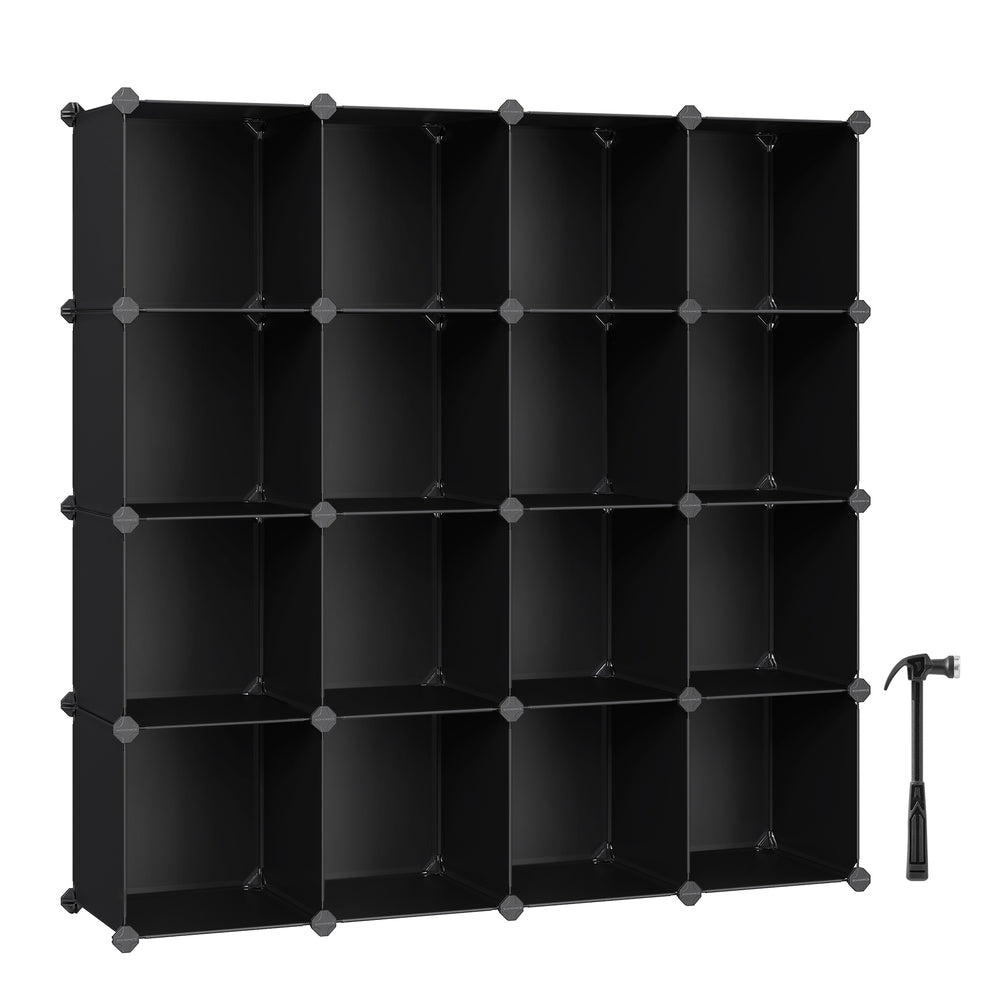 Set of 12 Plastic Cubes Storage Organizer - Black - 12.2”D x 48.4”W x 48.4”H