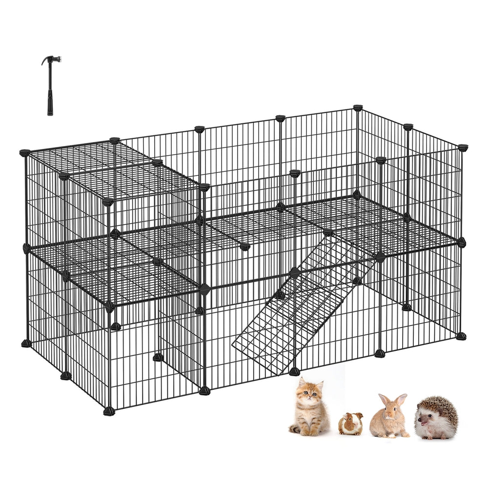 Small Animal Playpen - Black - 56.3"L x 28.7"W x 28"H