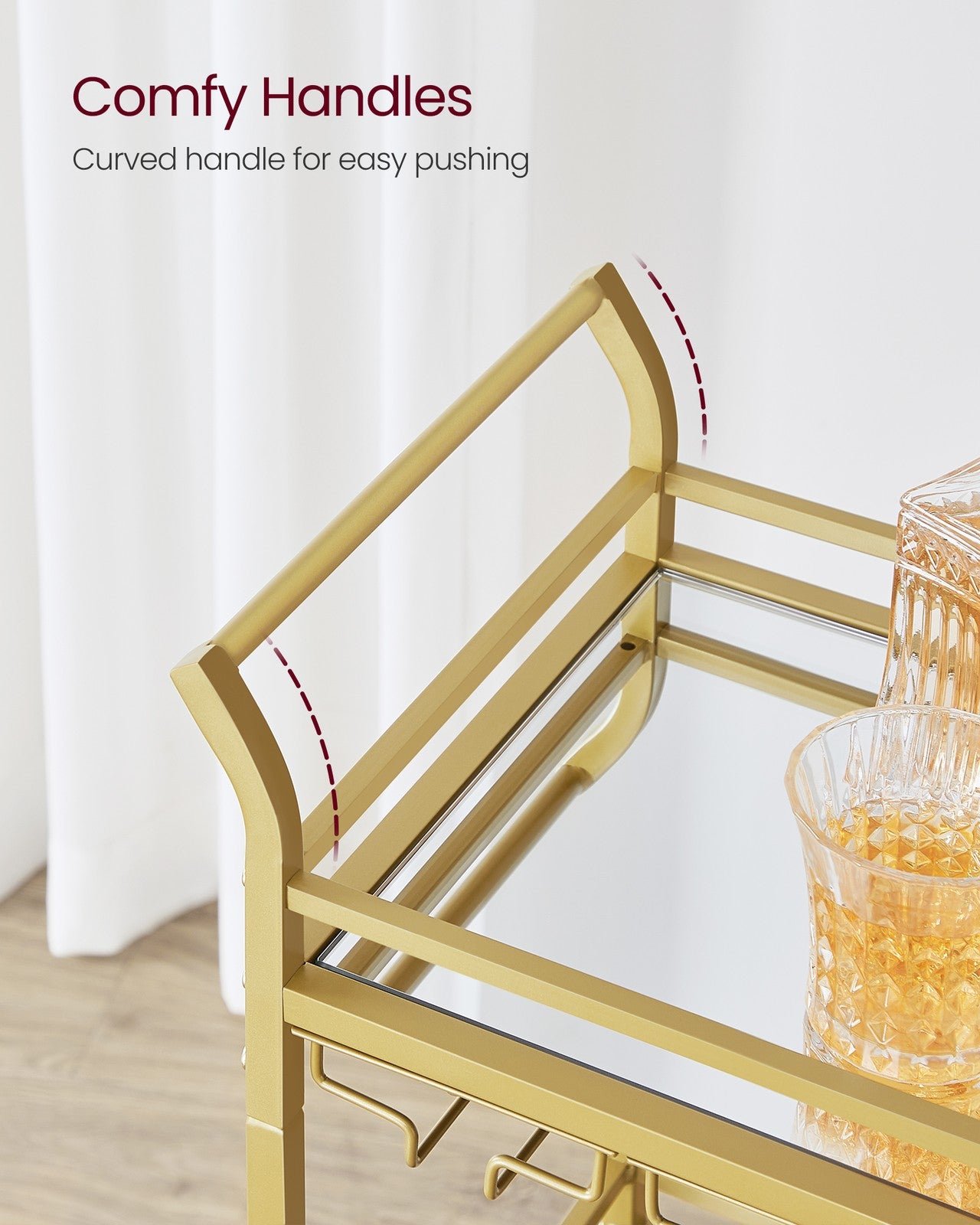 Small Bar Cart with 3-Tier Shelf - Gold