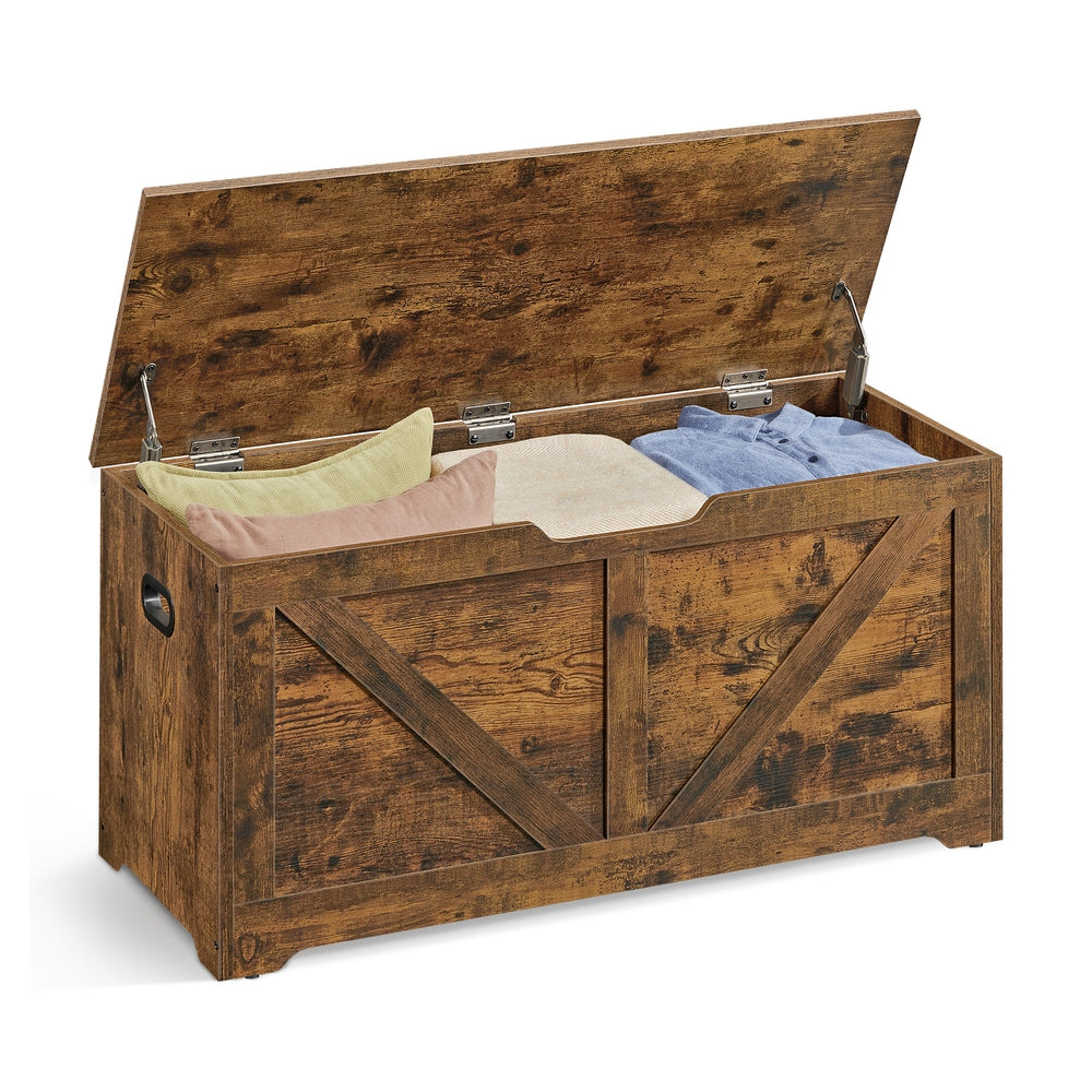 Storage Trunk with 2 Safety Hinges - Rustic Brown