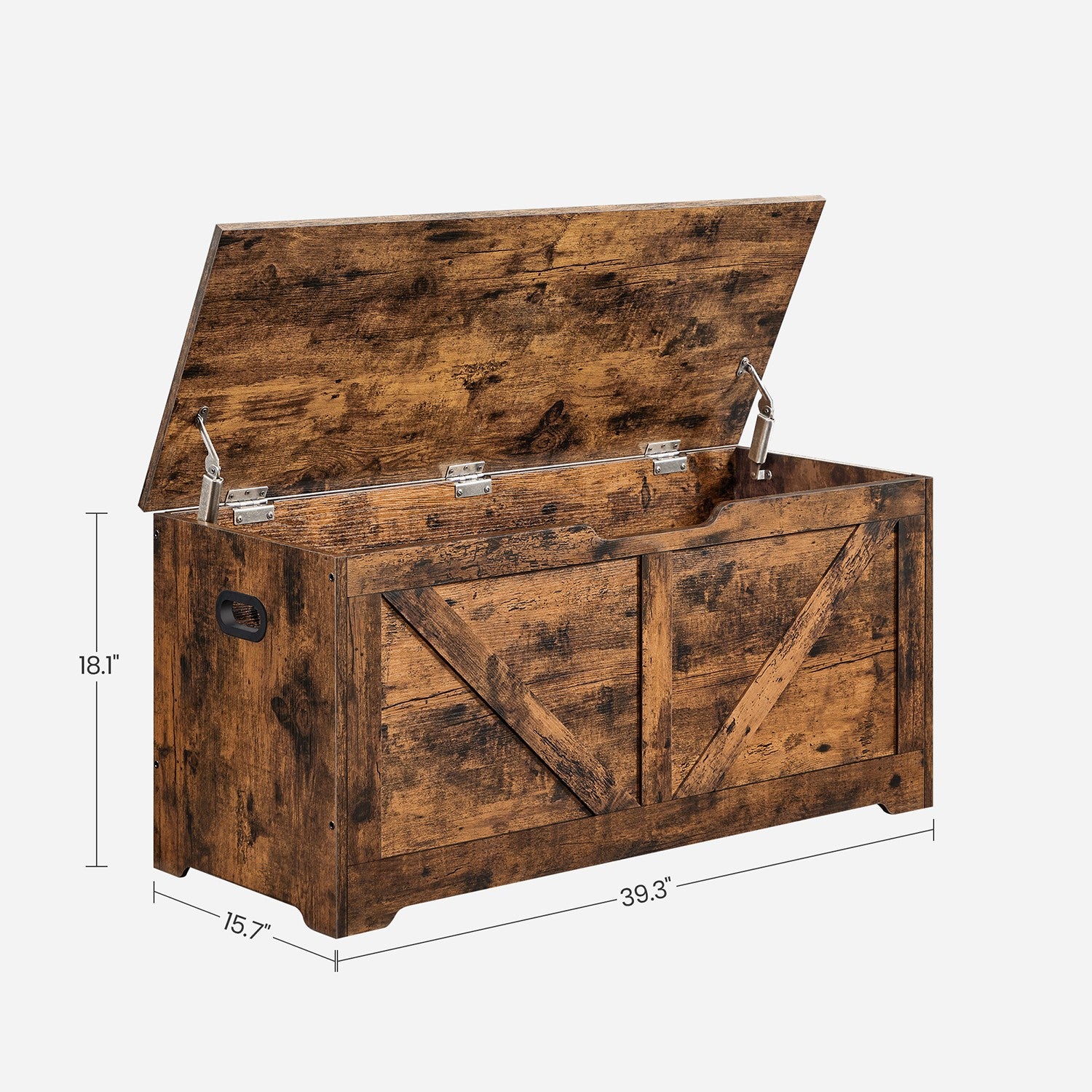 Storage Trunk with 2 Safety Hinges - Rustic Brown