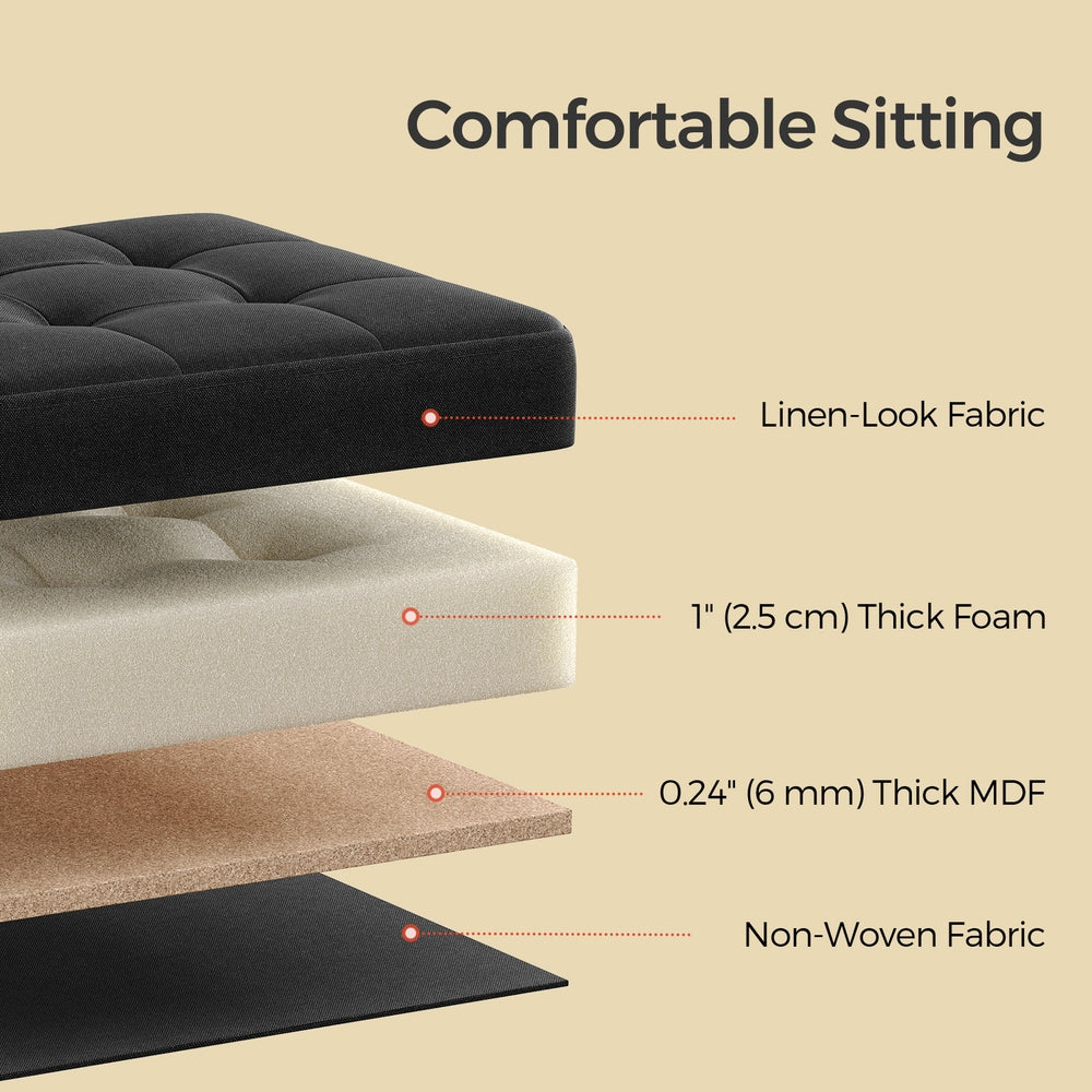 Folding Storage Stool Bench Footrest for Living Room and Bedroom - Ink Black