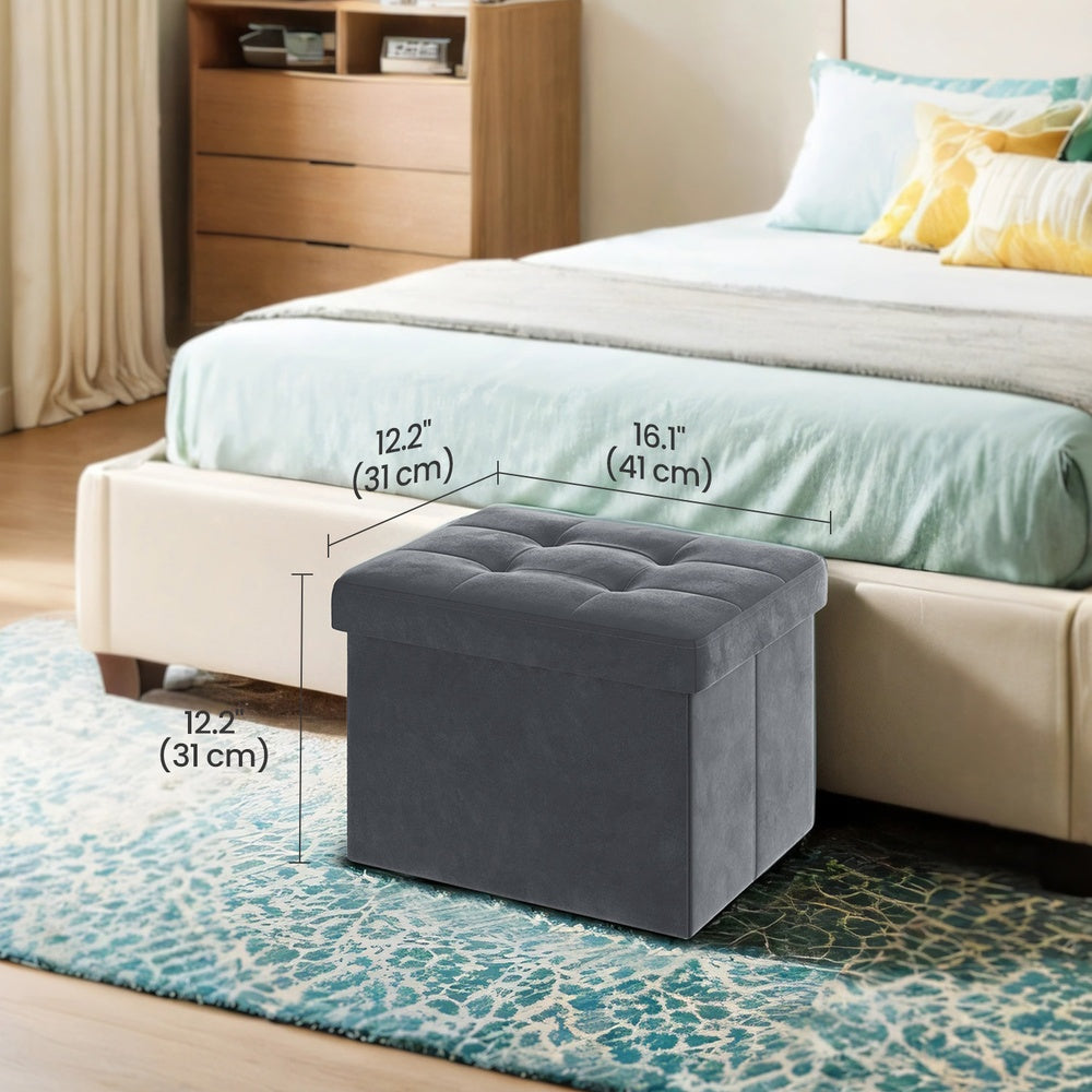 Foldable Storage Ottoman Footrest for Living Room Bedroom and Dorm - Slate Gray