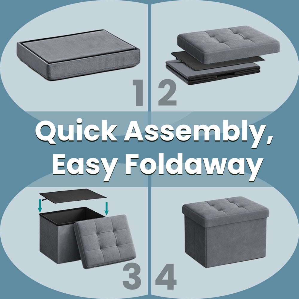 Foldable Storage Ottoman Footrest for Living Room Bedroom and Dorm - Slate Gray