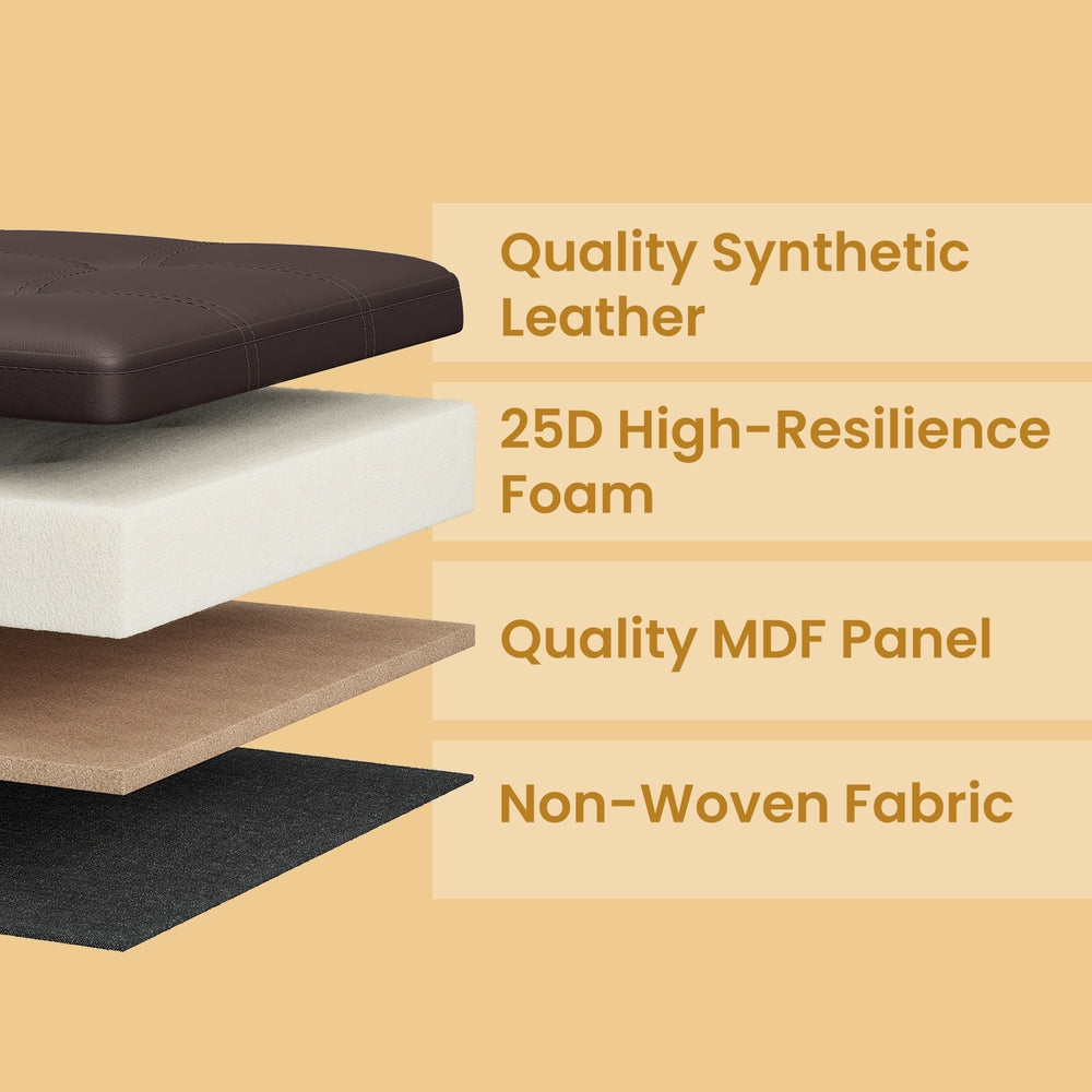 Storage Ottoman Footstool with Grommet Handles for Living Room