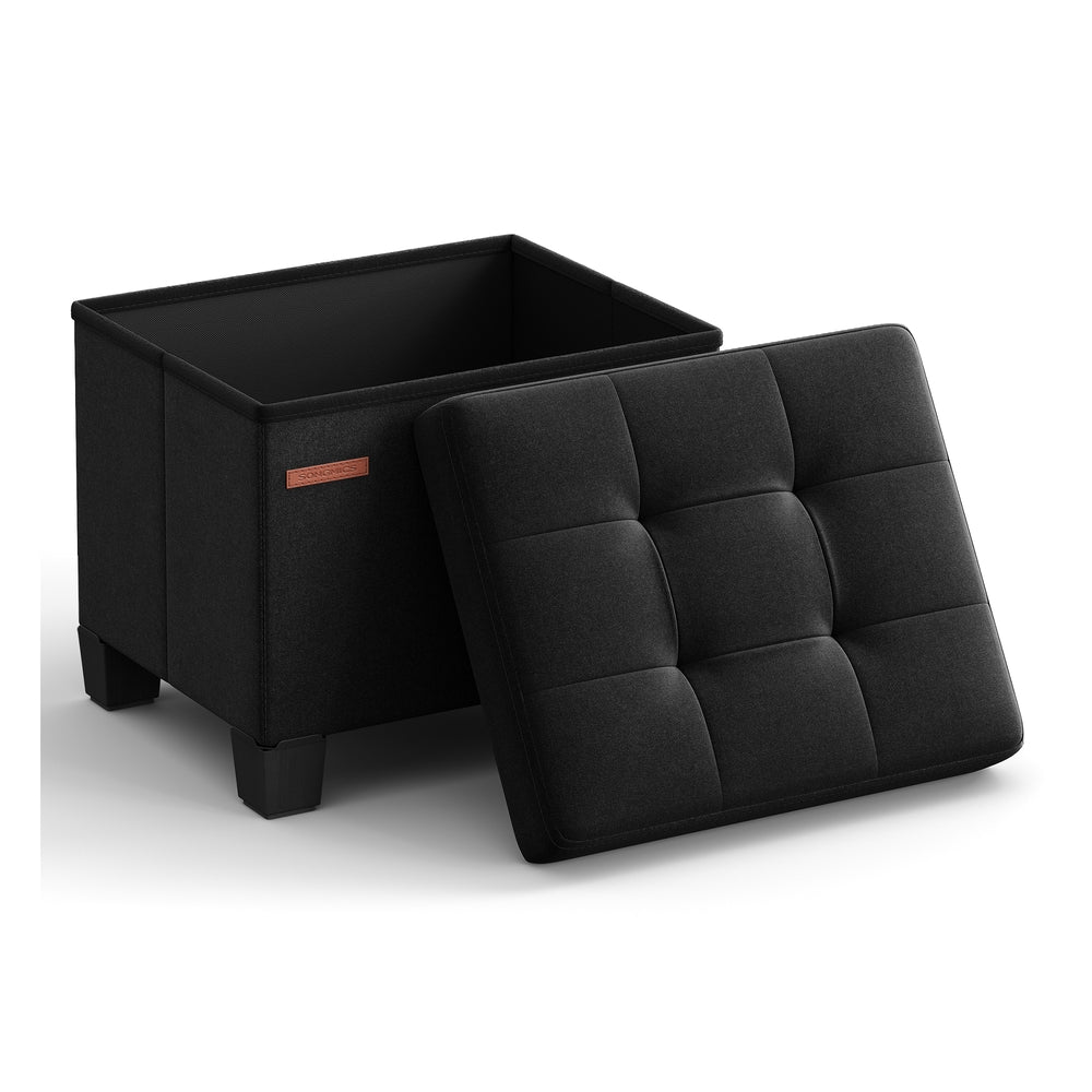 Small Ottoman Foot Rest with Legs - Black