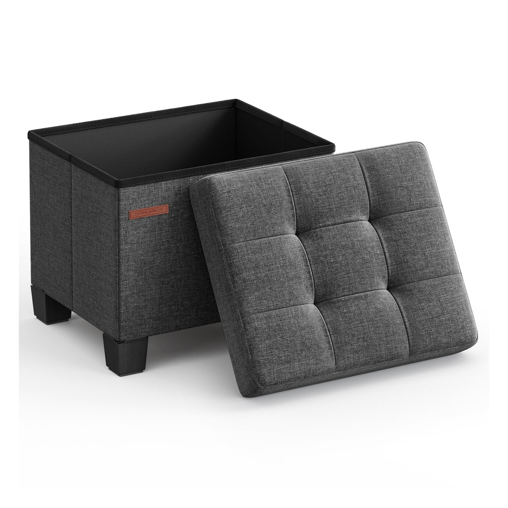 Small Ottoman Foot Rest with Legs - Dark Gray